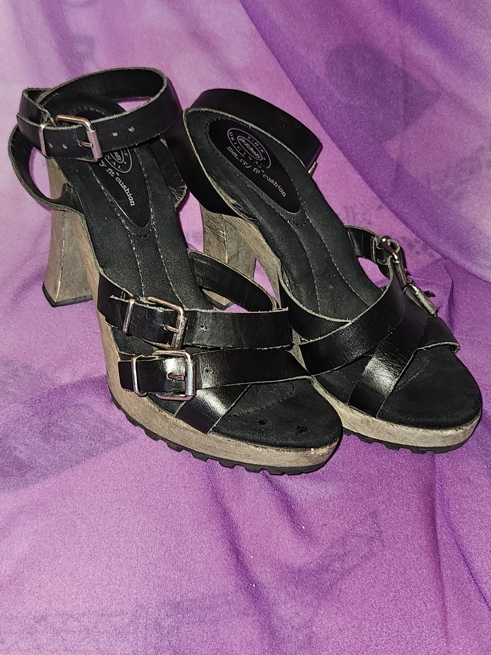 Black Strappy Buckle Platform Sandals - Women Dr Scholls